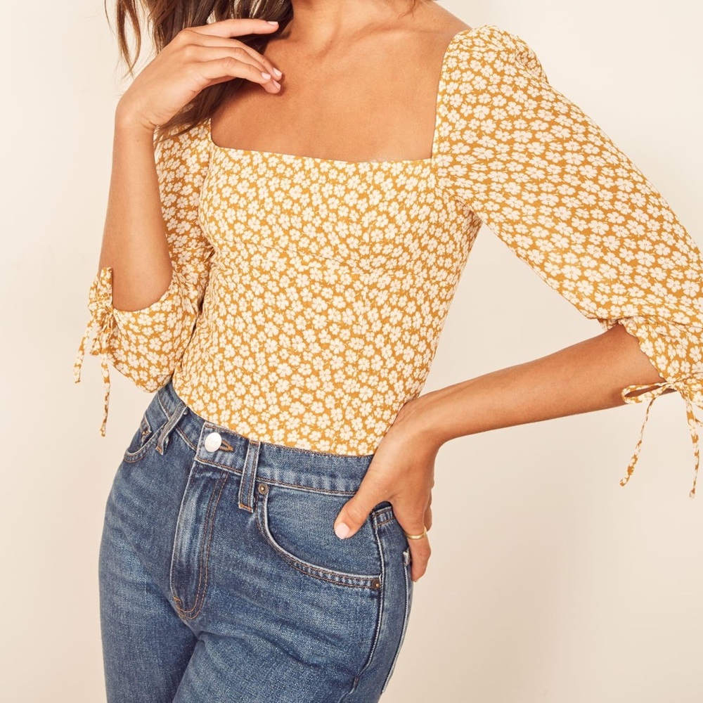 Reformation Yellow Grove Top size 0